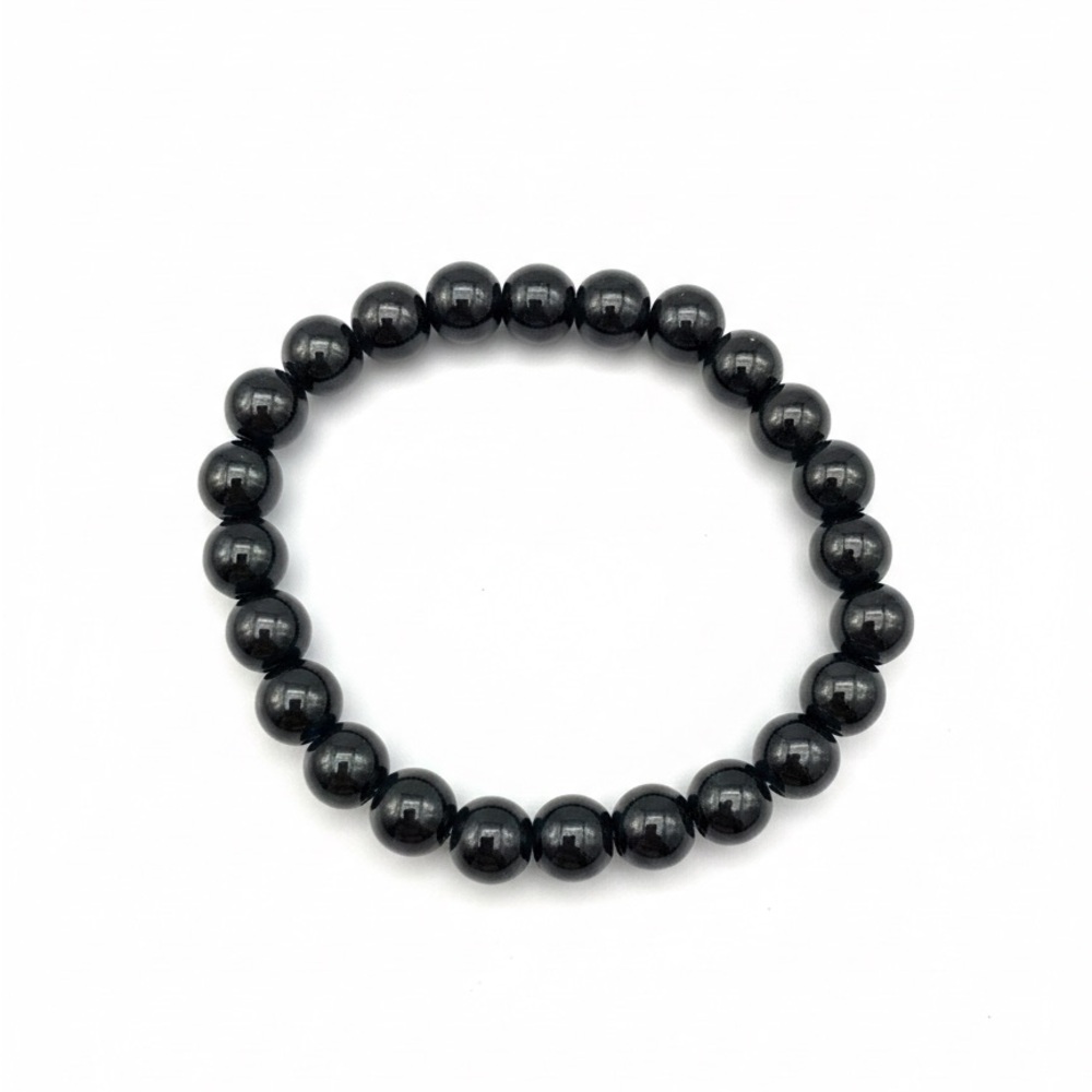 Black Metallic Beaded Bracelet (Unisex)